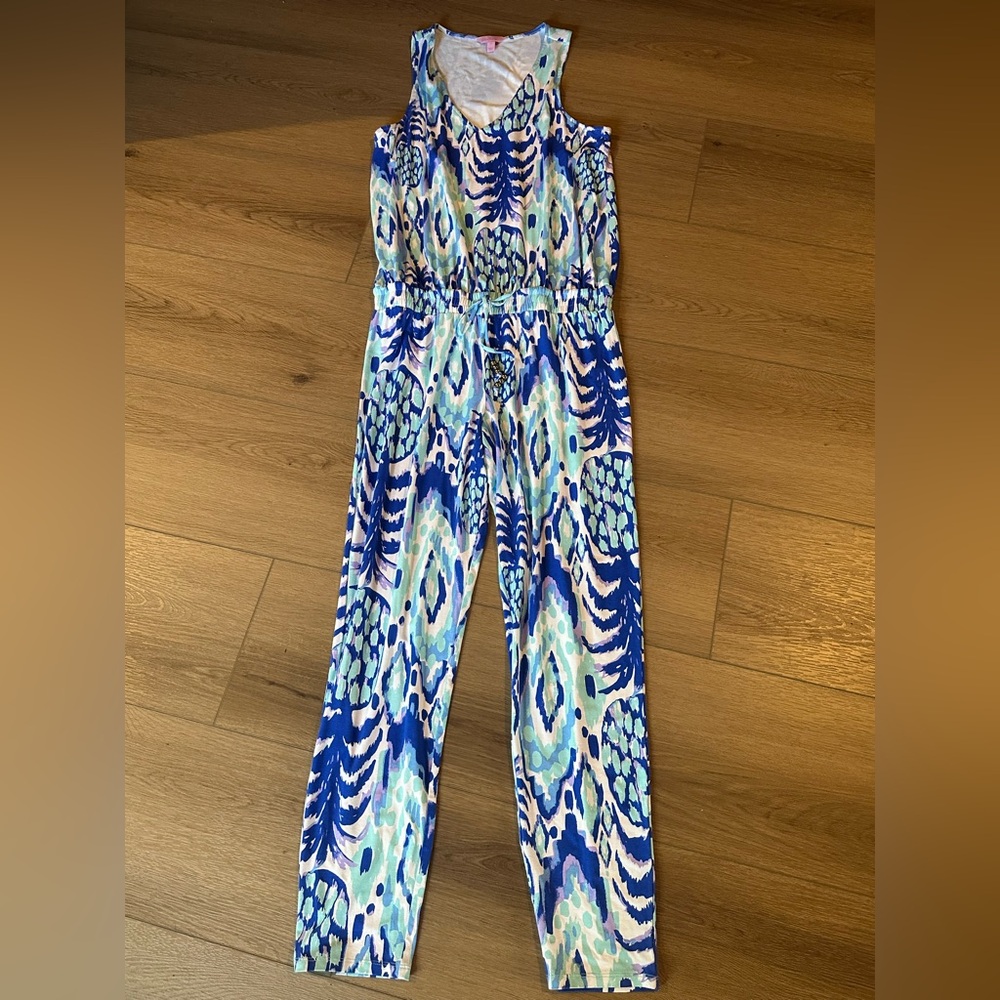 Lilly Pulitzer Blue & Teal Printed Sleeveless Jumpsuit